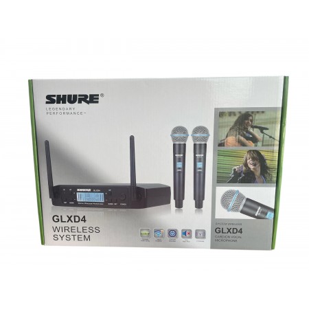 Комплект 2 броя безжични микрофони и UHF приемник с дисплей Shure, GLXD4 Комплект 2 броя безжични микрофони и UHF приемник с дисплей Shure, GLXD4