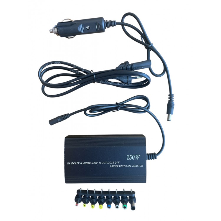 Универсално зарядно за лаптоп, комбинирано 12V и 220V 150W Универсално зарядно за лаптоп, комбинирано 12V и 220V 150W