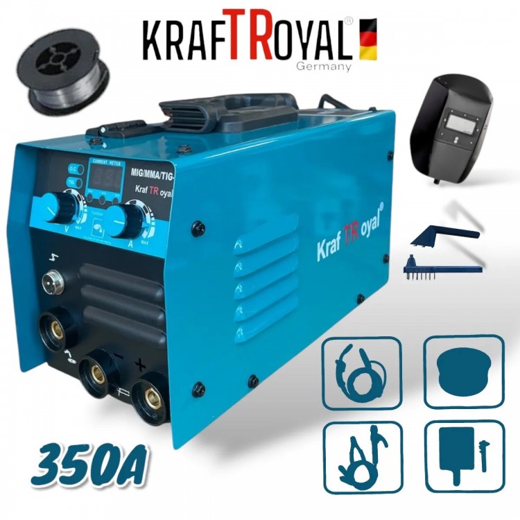 Инверторен електрожен 350А с телоподаващо 2в1 KRAFT-ROYAL Инверторен електрожен 350А с телоподаващо 2в1 KRAFT-ROYAL