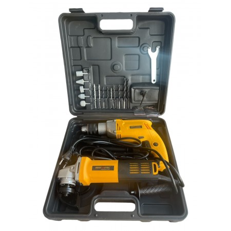 КОМПЛЕКТ 2В1 ЕЛЕКТРИЧЕСКИ ЪГЛОШЛАЙФ И БОРМАШИНА КОМПЛЕКТ 2В1 ЕЛЕКТРИЧЕСКИ ЪГЛОШЛАЙФ И БОРМАШИНА