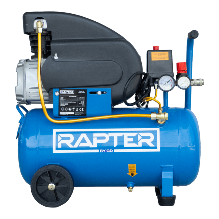 Компресор бутален 24L, 2HP/1.5 kW/RRHQ AC24D/директно куплиране RAPTER Компресор бутален 24L, 2HP/1.5 kW/RRHQ AC24D/директно куплиране RAPTER