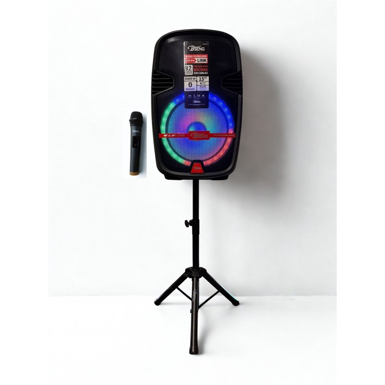 Комплект безжична тонколона MSA-5618, 15 със стойка, безжичен микрофон и дистанционно, 5000W