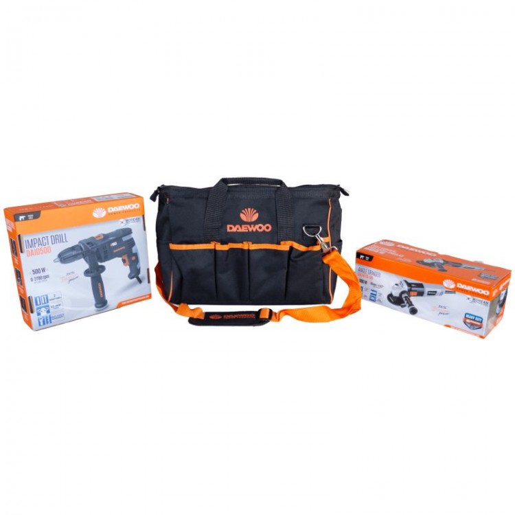 Ъглошлайф DAAG115-90 + Бормашина DAID500 + чанта к-кт DAEWOO Ъглошлайф DAAG115-90 + Бормашина DAID500 + чанта к-кт DAEWOO