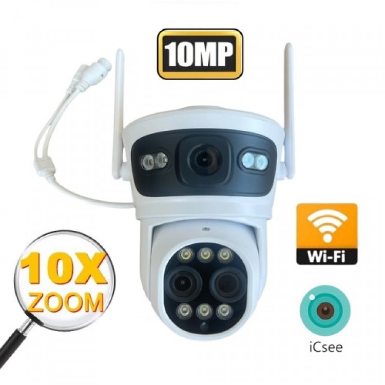 2 Броя двойна WiFi камера Lylu 10MP с три обектива и нощно виждане 2 Броя двойна WiFi камера Lylu 10MP с три обектива и нощно виждане