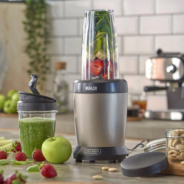 Нутри блендер Muhler MNB-1200, 1200W, 6 ножа, 2 чаши, Old Gold Нутри блендер Muhler MNB-1200, 1200W, 6 ножа, 2 чаши, Old Gold