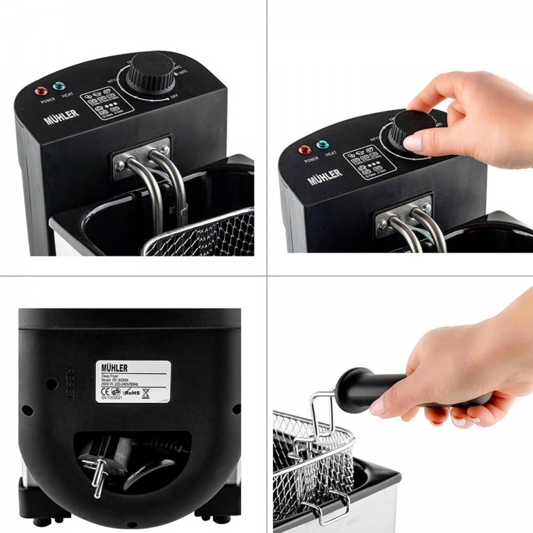 Фритюрник Muhler DF-3030IX 3.0 Л, неръждаема стомана Фритюрник Muhler DF-3030IX 3.0 Л, неръждаема стомана