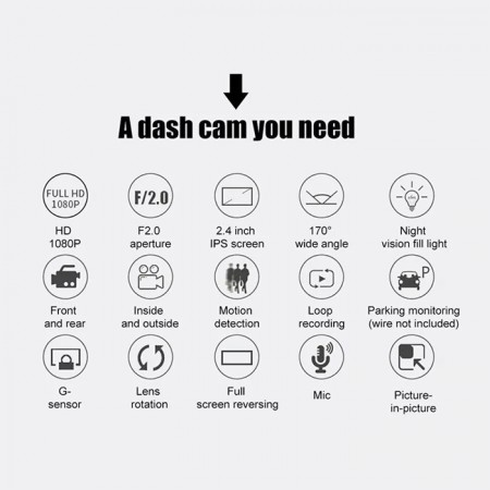 Видеорегистратор 2464 2.4 Инча + 2 Камери Видеорегистратор 2464 2.4 Инча + 2 Камери