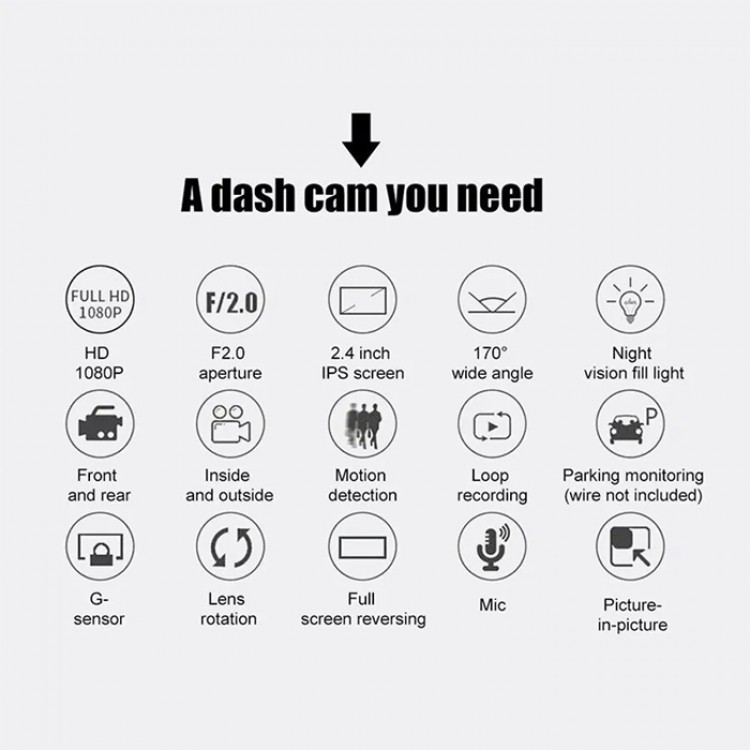 Видеорегистратор 2464 2.4 Инча + 2 Камери Видеорегистратор 2464 2.4 Инча + 2 Камери