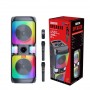 Преносима Bluetooth тонколона QS8268 с 2х8 инча говорители и 2 безжични микрофона Преносима Bluetooth тонколона QS8268 с 2х8 инча говорители и 2 безжични микрофона