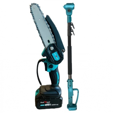 Комплект 3 в 1 акумулаторна лозарска ножица и мини верижен трион с маслен филтър и телескопичен прът 36V 8Ah KraftRoyal
