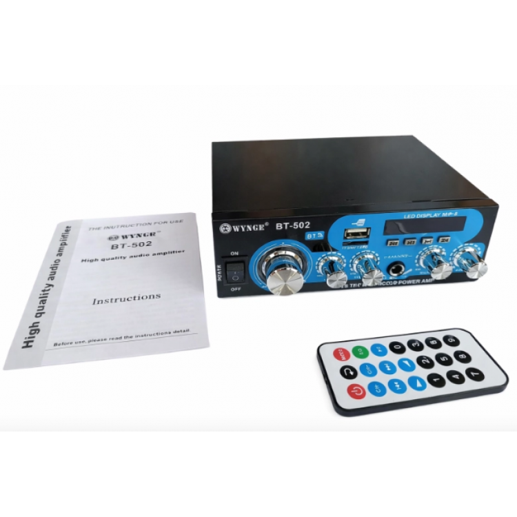 Домашен блутут аудио усилвател BT-502 - USB,FM,TFT,BLT, 2x30W, 220VAC Домашен блутут аудио усилвател BT-502 - USB,FM,TFT,BLT, 2x30W, 220VAC
