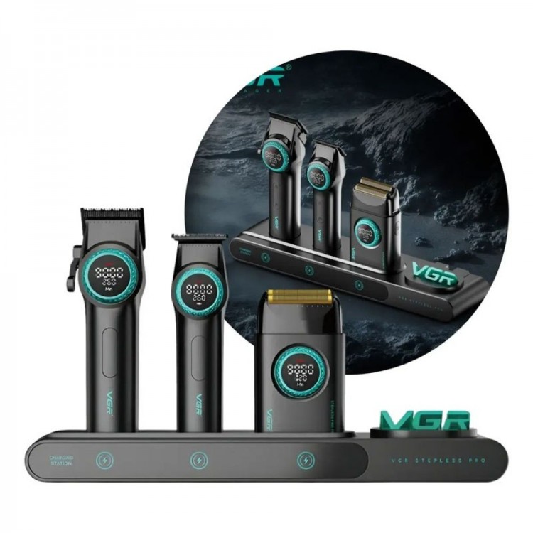 Професионален комплект за барбери VGR Stepless Pro 3 в 1 BLACK Професионален комплект за барбери VGR Stepless Pro 3 в 1 BLACK