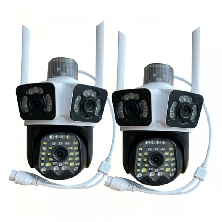 2 Броя тройна камера LYLU 12 mpx 50 диода с аларма-бяла