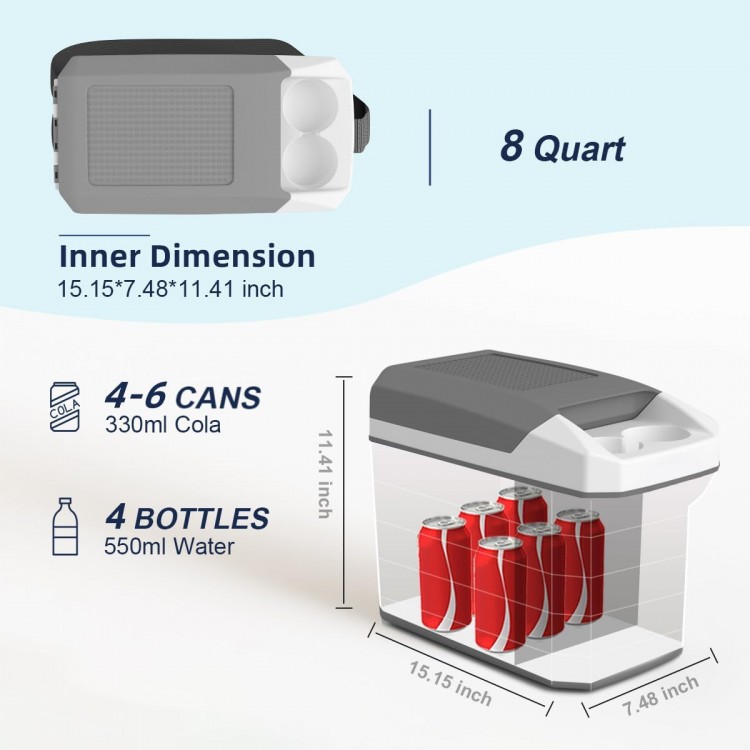 Електрическа хладилна кутия – 8L | Охлаждане и подгряване | 12V / 220V