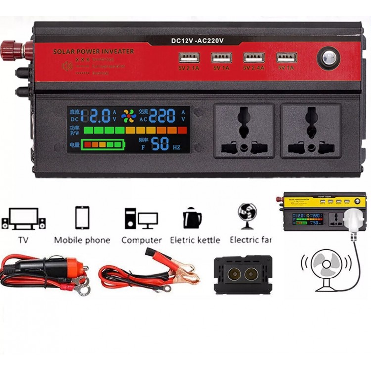 Инвертор преобразувател на напрежение с цифров дисплей от 12V на 220V 5000W