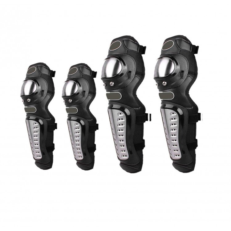 Комплект от 4бр. подсилени предпазни Наколенки и Налакътници за мотор мотоциклет черни