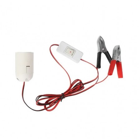 Подвижна работна LED лампа с щипки кабел и ключ 12V 9W