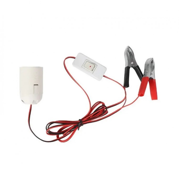 Подвижна работна LED лампа с щипки кабел и ключ 12V 9W