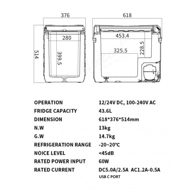 Преносим хладилник фризер хладилна кутия с компресор 12V/24V 100/220V 50 литра Flexzon