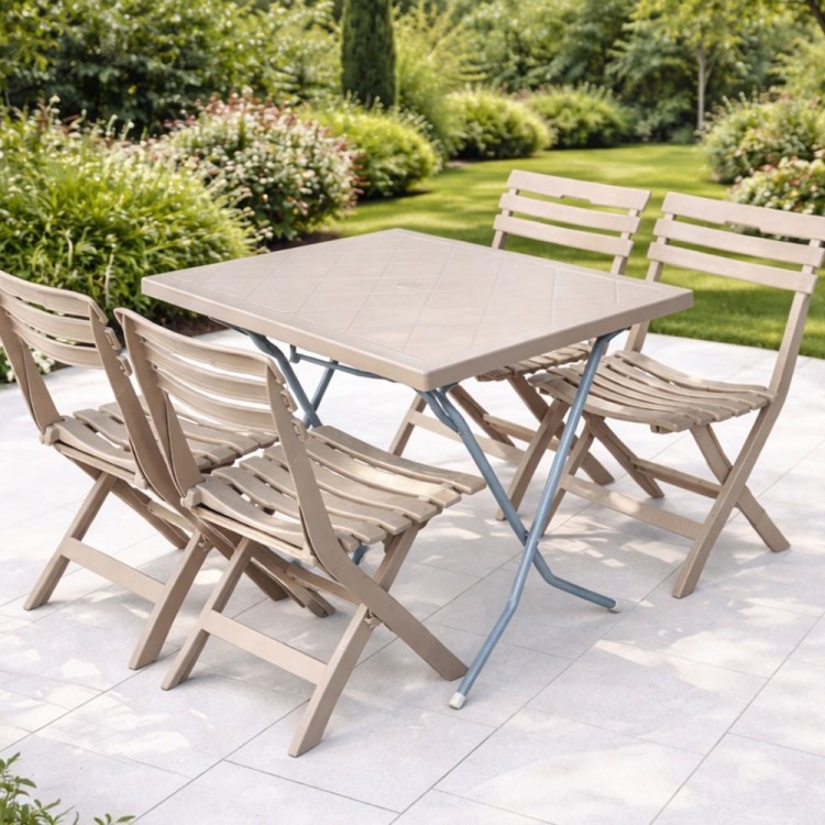 Градински комплект маса и 4 стола (сгъваем)