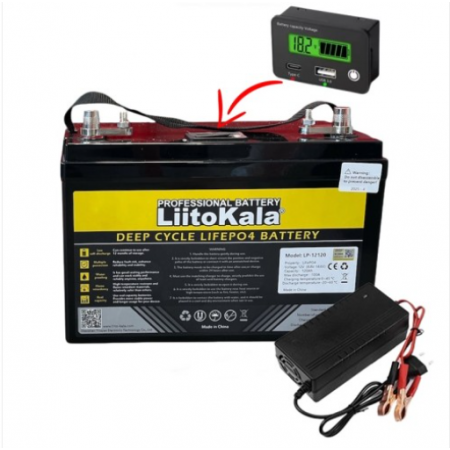Тягов акумулатор 12V 120Ah със зарядно 20А LifePo4 LiitoKala