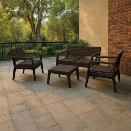 Градински комплект Verona с възглавници (4 части) – Диван, 2 фотьойла и маса