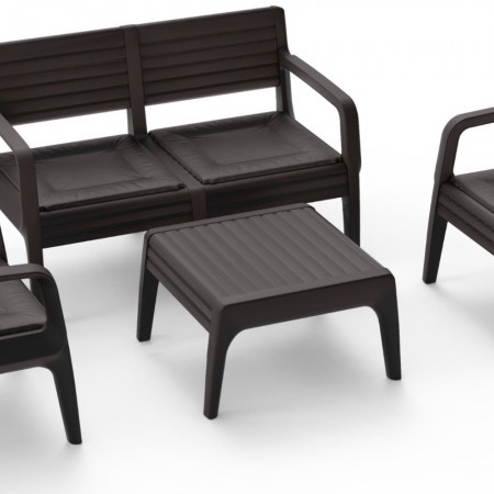 Градински комплект Verona с възглавници (4 части) – Диван, 2 фотьойла и маса