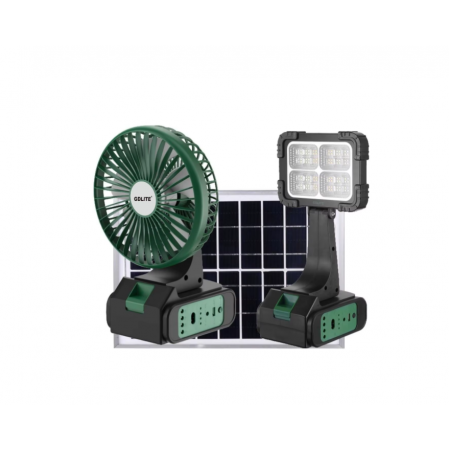 Соларна осветителна система GD-8082 с вентилатор, 3 крушки и прожектор Соларна осветителна система GD-8082 с вентилатор, 3 крушки и прожектор