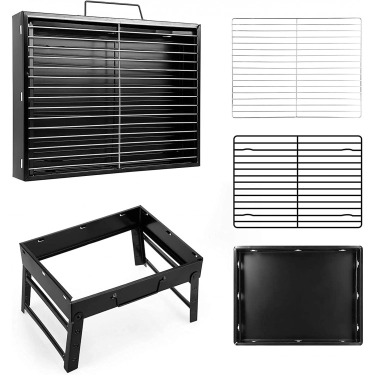 Сгъваемо правоъгълно барбекю за дървени въглища