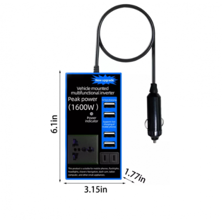 Мултифункционален Инвертор преобразувател на напрежение от 12V на 220V - 1600W Мултифункционален Инвертор преобразувател на напрежение от 12V на 220V - 1600W