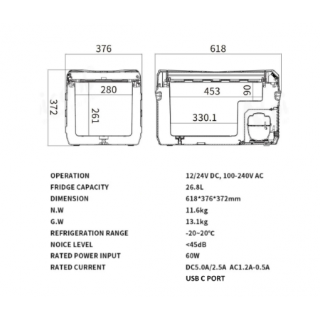 Преносим хладилник фризер хладилна кутия с компресор 12V/24V 100/220V 30 литра Flexzon