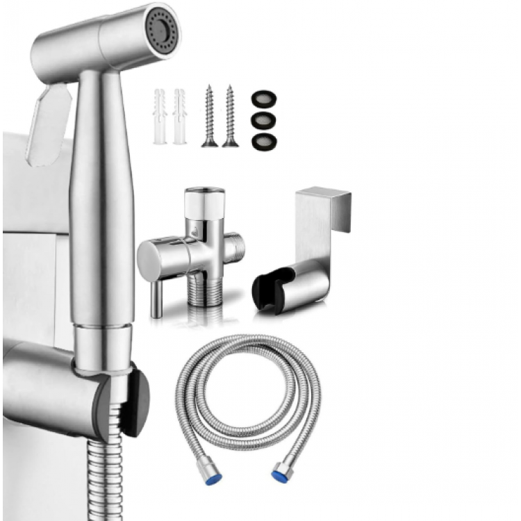Комплект душ за интимна хигиена от неръждаема стомана 1/2” резба, сребрист Комплект душ за интимна хигиена от неръждаема стомана 1/2” резба, сребрист