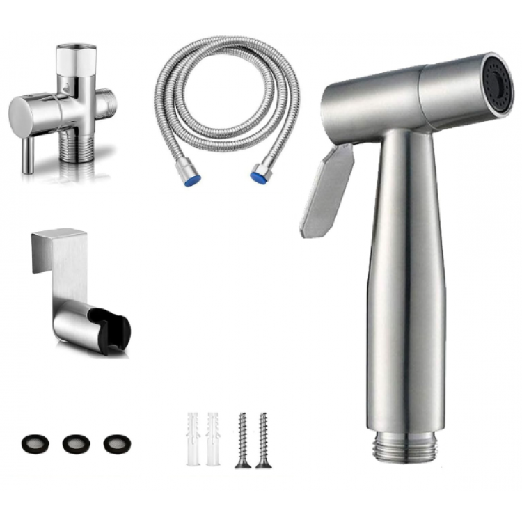 Комплект душ за интимна хигиена от неръждаема стомана 1/2” резба, сребрист Комплект душ за интимна хигиена от неръждаема стомана 1/2” резба, сребрист