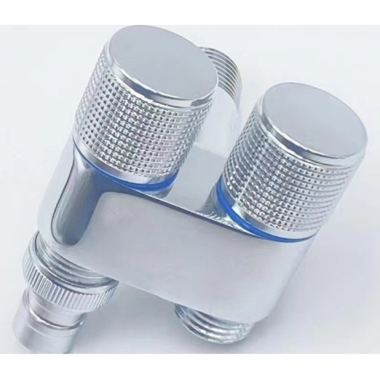 Комплект смесител двоен душ със спирателен кран и двойно управление от неръждаема стомана за стенен монтаж - хром Комплект смесител двоен душ със спирателен кран и двойно управление от неръждаема стомана за стенен монтаж - хром