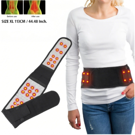 Лумбален колан с турмалин и магнити, регулируем, унисекс - размер XL, 113 cm, черен цвят