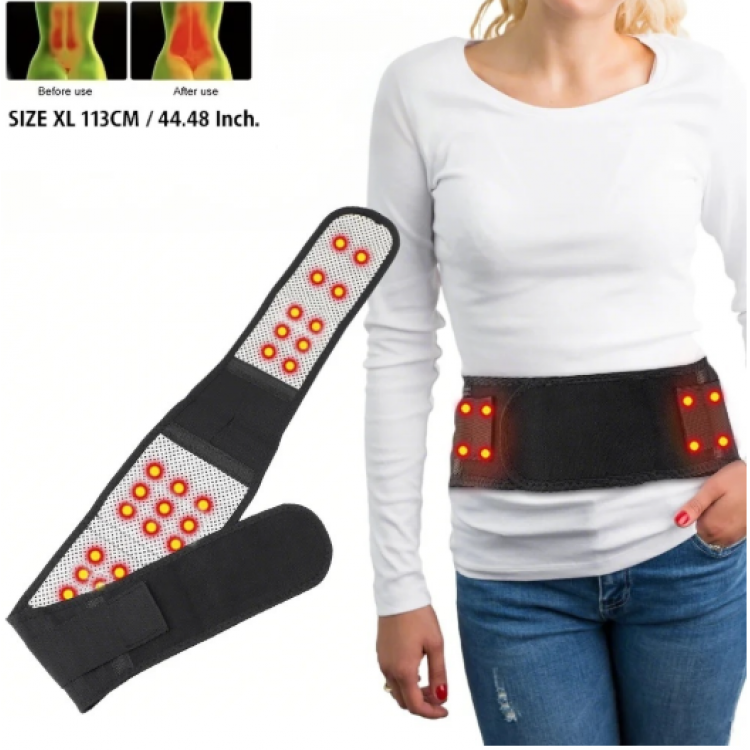 Лумбален колан с турмалин и магнити, регулируем, унисекс - размер XL, 113 cm, черен цвят