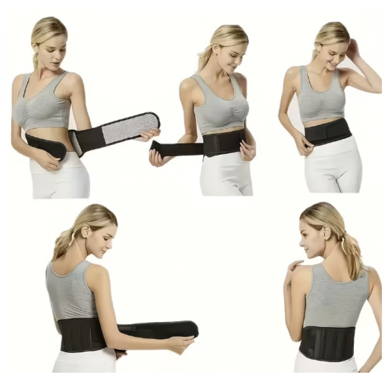 Лумбален колан с турмалин и магнити, регулируем, унисекс - размер XL, 113 cm, черен цвят