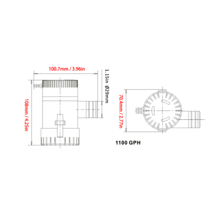 Отводнителна потопяема водна помпа на 12V 1100GPH 3500GPH за източчване или трансфер Отводнителна потопяема водна помпа на 12V 1100GPH 3500GPH за източчване или трансфер