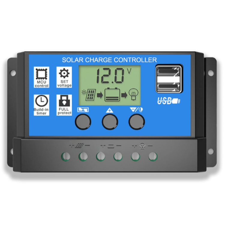 Соларен Заряден Контролер 20A PMW 12V 24V LCD Дисплей, Двойни USB Портове, Защитна Система Соларен Заряден Контролер 20A PMW 12V 24V LCD Дисплей, Двойни USB Портове, Защитна Система
