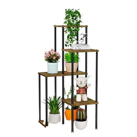 Ъглов цветарник 45x40x86 см черно/кафяво