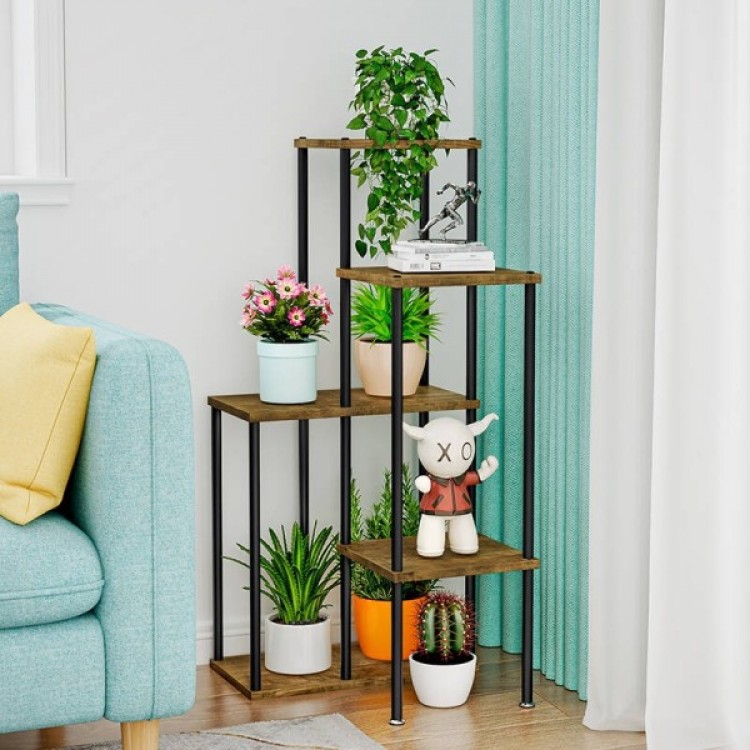 Ъглов цветарник 45x40x86 см черно/кафяво