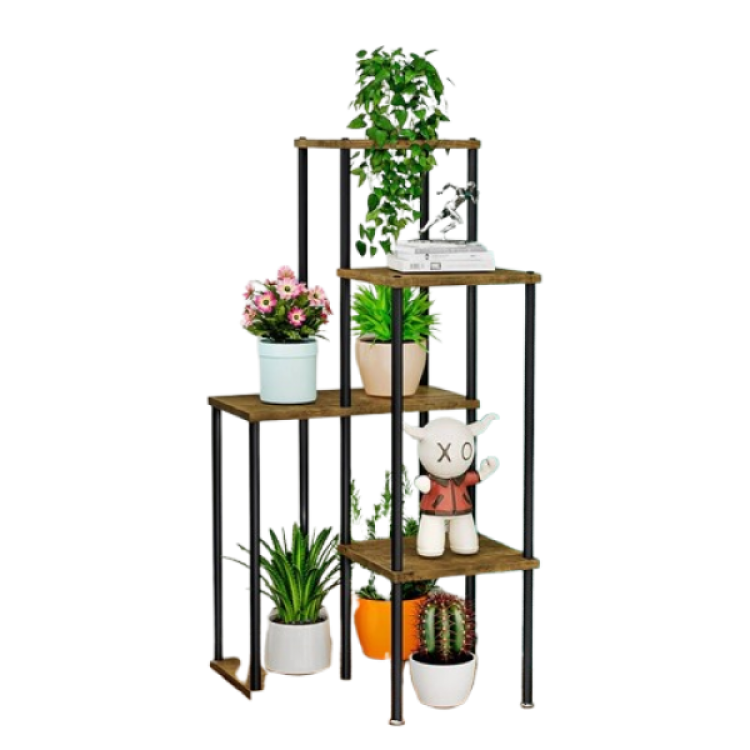 Ъглов цветарник 45x40x86 см черно/кафяво