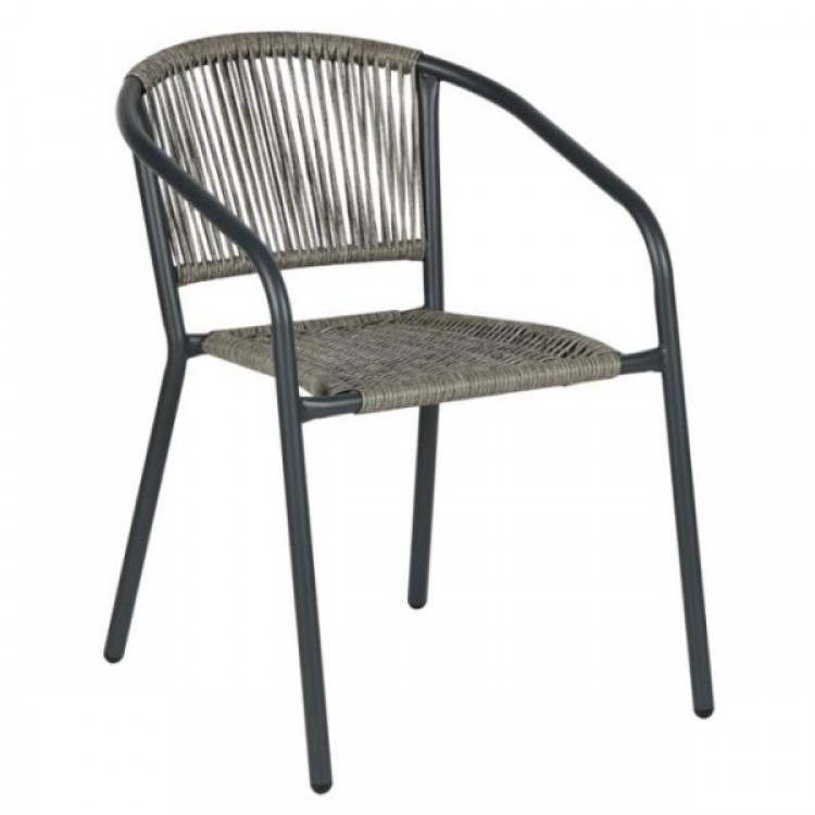 Градински Стол MY GARDEN SC-036, Ратан с метална рамка PE , 54х63х74см., Сив