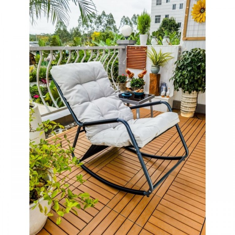 Люлеещ се шезлонг MY GARDEN Carmo G62026 Grey, размер: 110х58х92, цвят: сив със сива възглавница