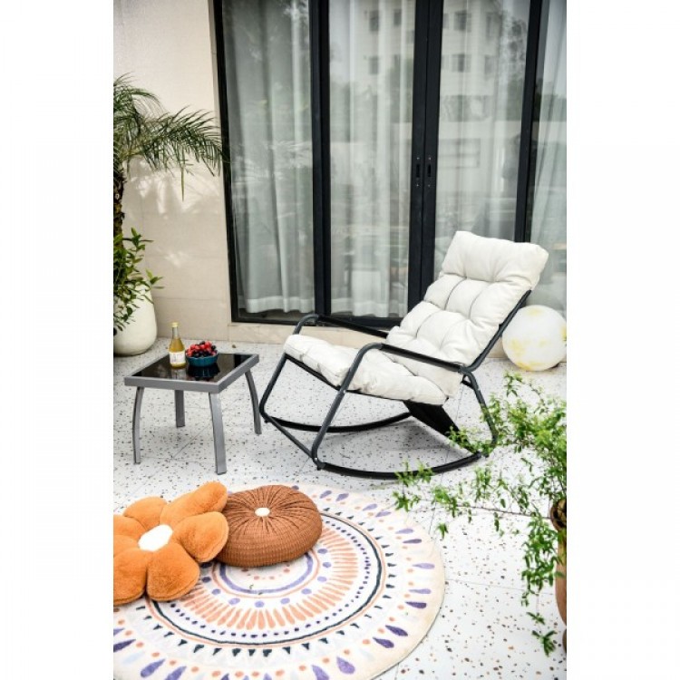 Люлеещ се шезлонг MY GARDEN Carmo G62026 Grey, размер: 110х58х92, цвят: сив със сива възглавница