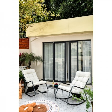 Люлеещ се шезлонг MY GARDEN Carmo G62026 Grey, размер: 110х58х92, цвят: сив със сива възглавница