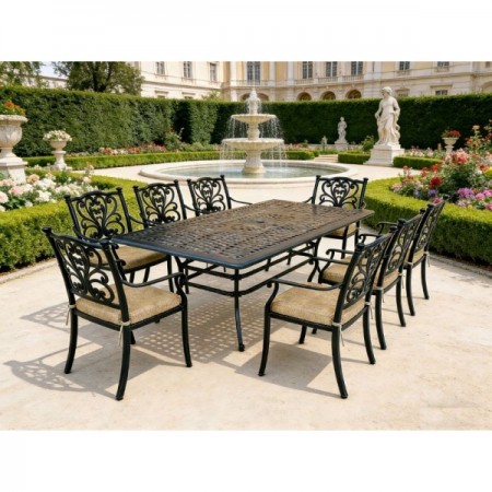 Алуминиева маса DS-ML213112TT Cast aluminium (за 8 човека), 213х112х73см., черна