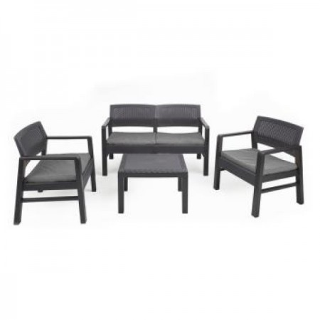 Градински сет 4 части Kilimanjaro KIL04CAN, 2бр. Фотьойли, 1бр. Диван, 1бр. Маса, Антрацит
