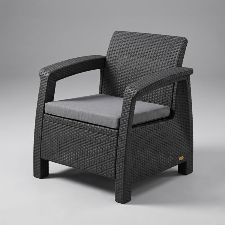 Градински комплект – диван, 2 фотьойла и маса с плетен дизайн - 4части