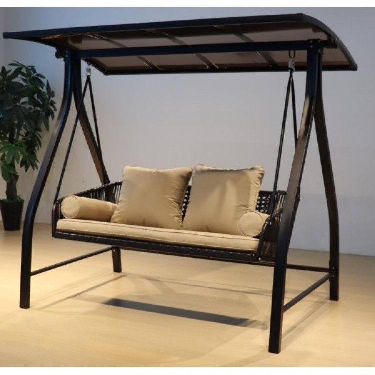 Градинска 3-местна люлка с покрив от поликарбонат MY GARDEN ZRSW8703, 195х121х170см.